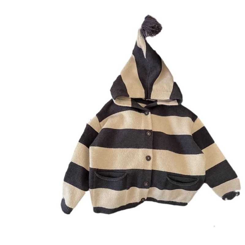 Pullover Pullover Nordic style children's clothing children's striped elf hat sweater cardigan for boys and girls baby versatile jacket