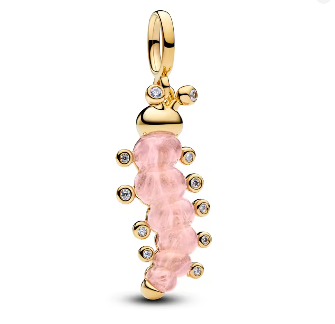 2026 New heart mortarboard Pink Tulip Flower Bud Caterpillar Clover Dangle Apple Charm Butterfly Beads Mom charms Fine Jewelry Mother's day Gift 