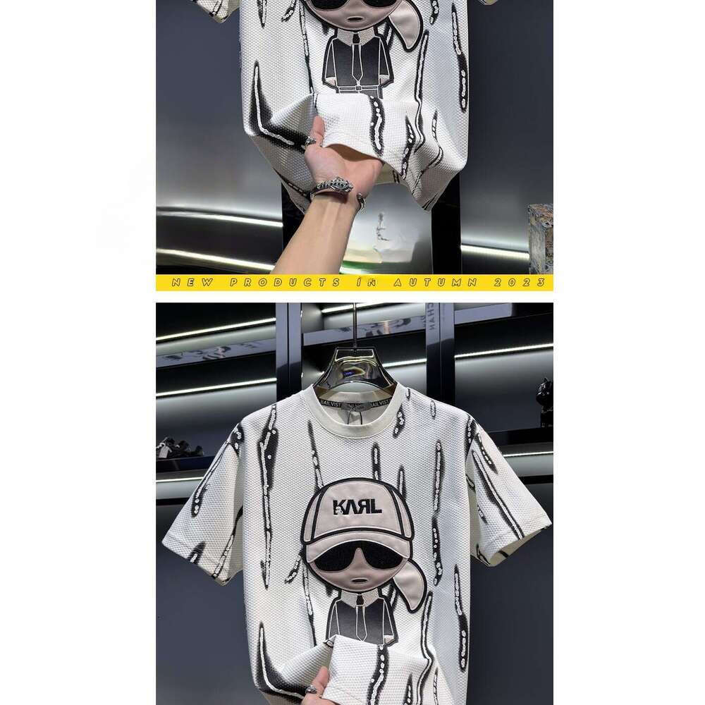 European High-End Embroidered Cartoon Short-Sleeve T-Shirt For Men Trendy Brand Lightweight And Breathable New Summer Men's Half-Sleeve Shirt Lua