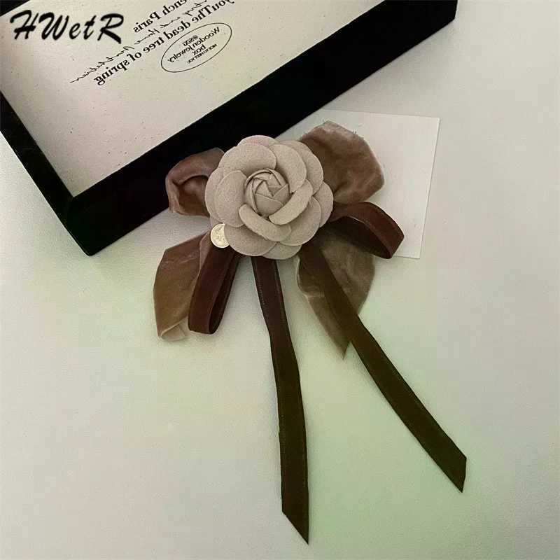 1pcs Small Fragrant Elegant Rose Flower Black Bow Tie Brooch Ribbon Accessories Z260401