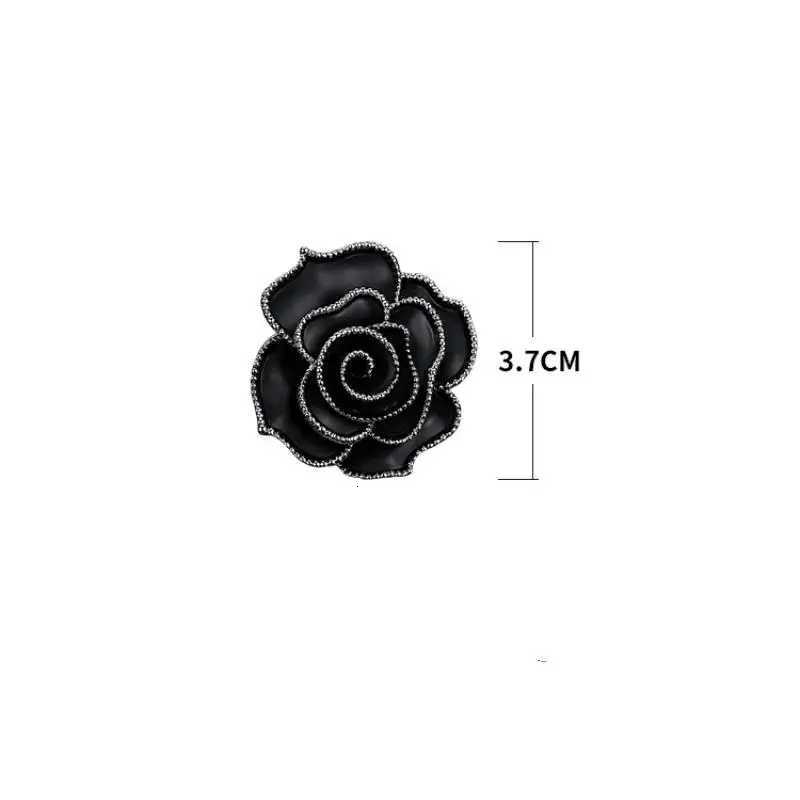 HappyTemperament Black White Camellia Flower Brooches Mourning Corsage Pin For Woman Shirt Dress Scarf Clothing Accessories Z260401