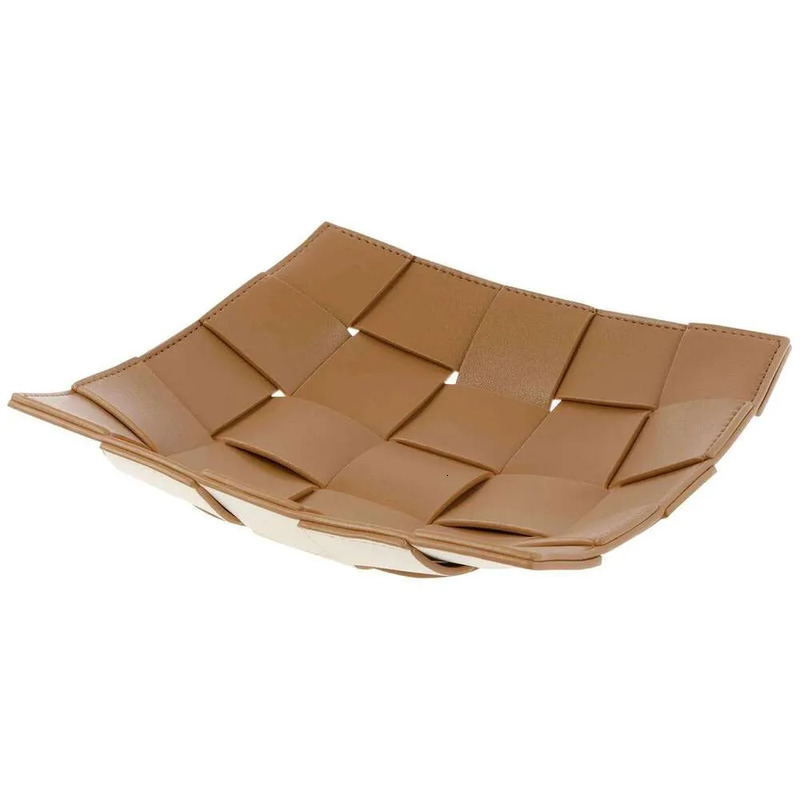 Leather Key Bowl Reversible Phone Wallet Coin Desktop Storage Tray Organizer Square Weave Nightstand