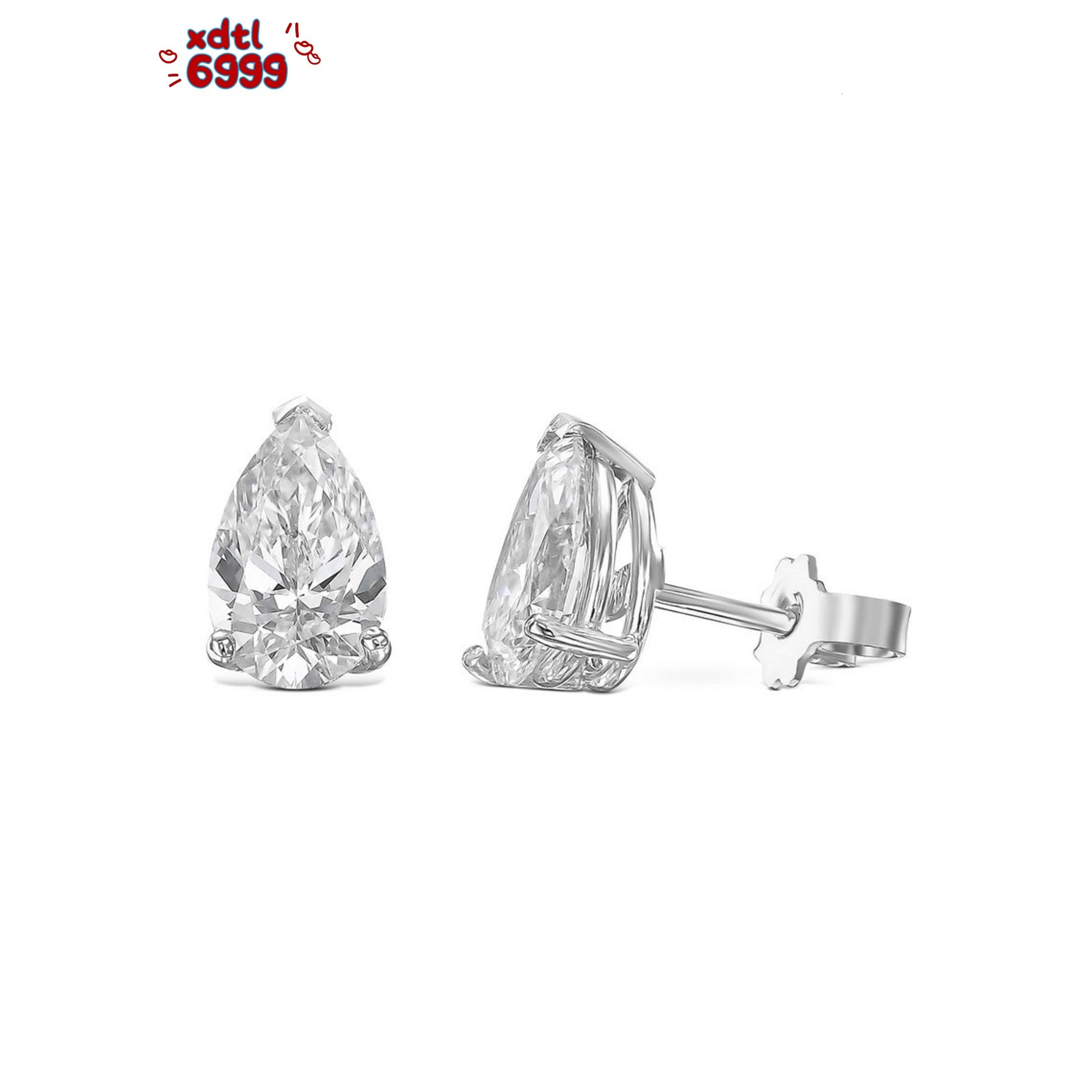 SPLENDOR SPARKLING Pear Cut Moissanite Stud Earrings 8x5mm White Sterling Silver Cute Engagement Gift