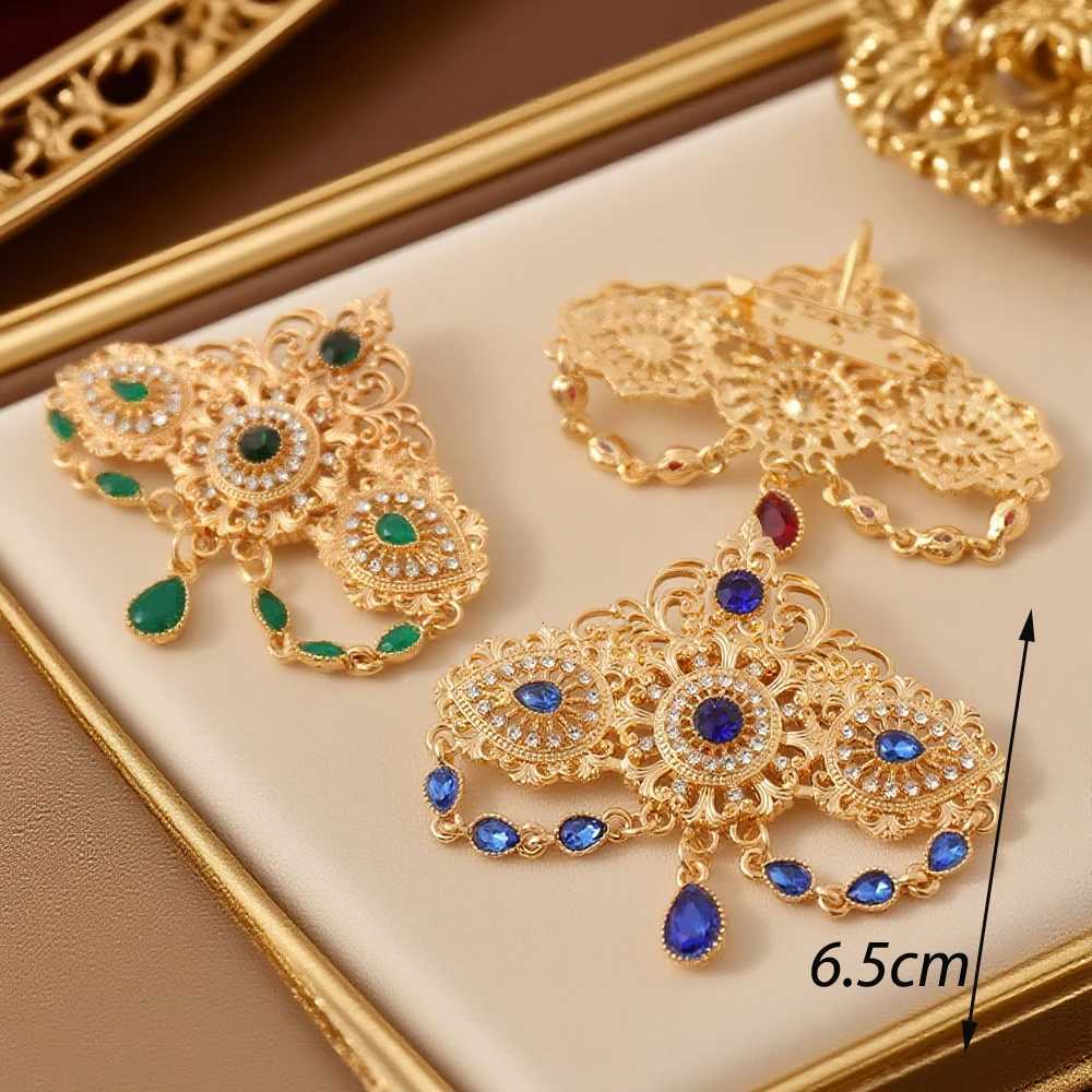 Moroccan women gold color brooch arabic middle east wedding jewelry hajib pin festival gift Z260401