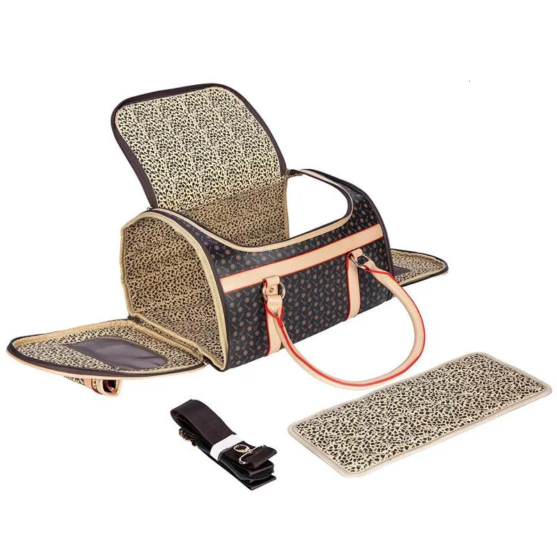 Pet Carrier Puppy Small Dog Wallet Cat Valise Sling Bag Waterproof PU Leather Carrying Handbag for Outdoor Travel Walking Hiking