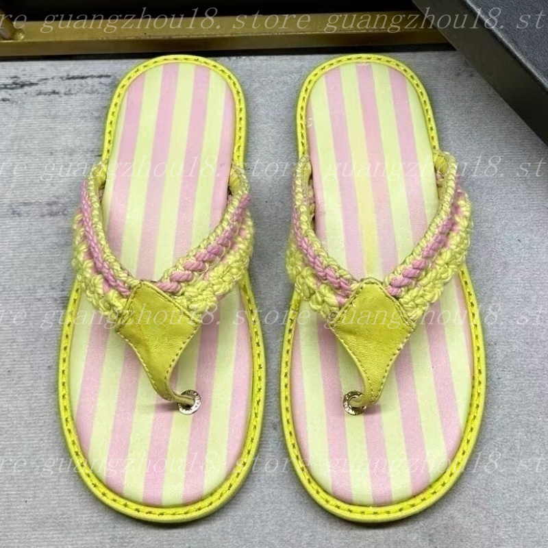 Women's Designer Slippers Flat Bottom Summer Beach Stripe Shoes Casual Daily Style Women's Slippers 27874