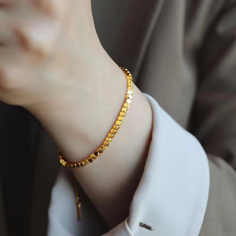 14K Gold Filled Bead Bracelet Handmade Tarnish Resistant Jewelry Boho Bracelets Anklets for Women Bridesmaid Gift Gold Bracelet240115