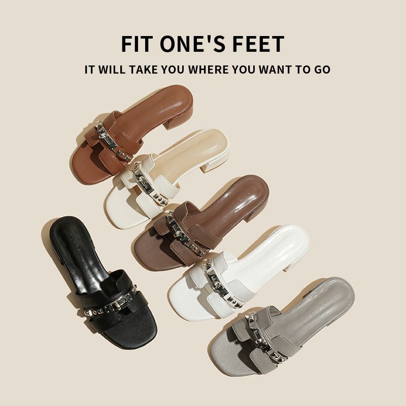 Free shipping designer slippers for womens flat sandals black beige brown grey khaki white Fashionable versatile Soft outsole outdoor casual flat slip