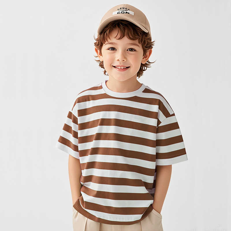 T-shirts T-shirts Summer Striped Short Sleeve T-Shirt for Boys, Trendy Brand, Ins Style Niche Half Sleeve Casual Children's Top