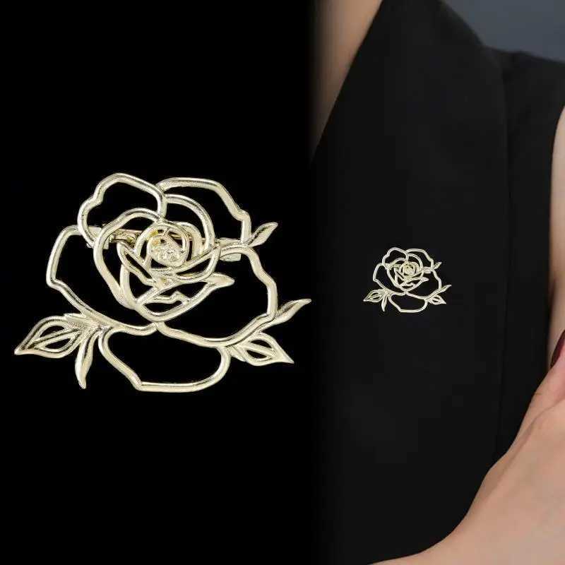 1pc Korean Simple Hollowed Out Rose Brooch For Women Men Unisex Corsage Pin Temperament Suit Coat Party Accessories Gift Z260401