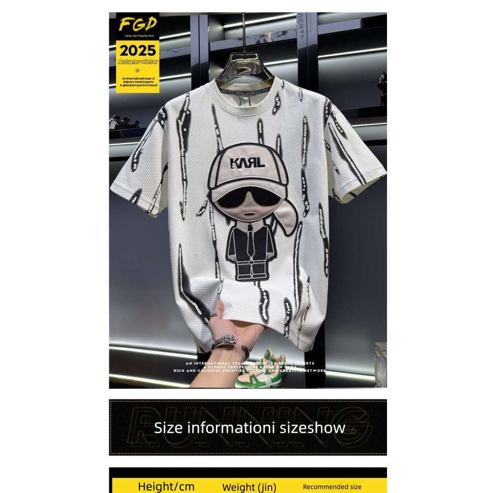 European High-End Embroidered Cartoon Short-Sleeve T-Shirt For Men Trendy Brand Lightweight And Breathable New Summer Men's Half-Sleeve Shirt Lua