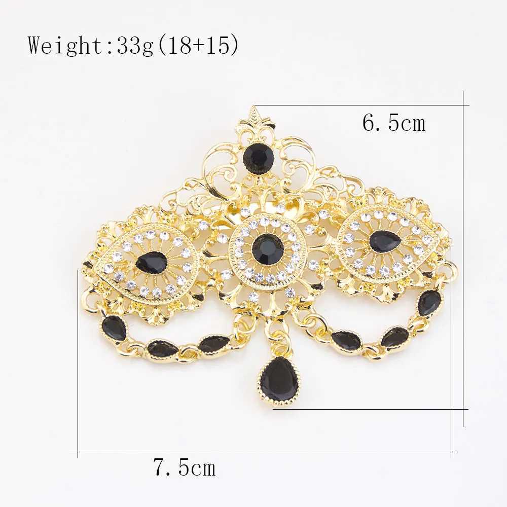 Arabic Colorful Brooch Crystal Pendant For Women Morocco Bridal Caftan Pins Hollow-out Tassel Design Z260401