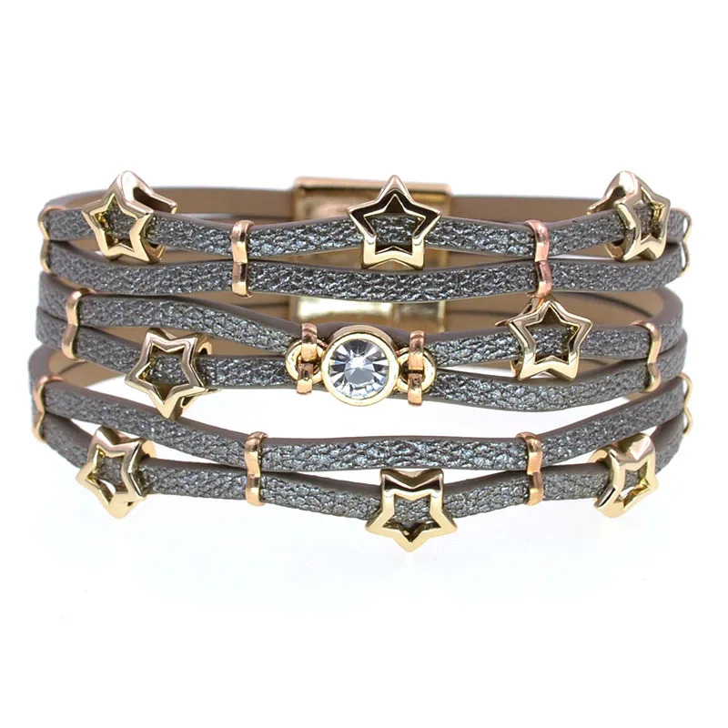 WELLMORE star bracelets for women Bohemia leather bracelets fashion wrap bracelets magnet bracelets Female jewelry wholesale 260318BJ - view 4