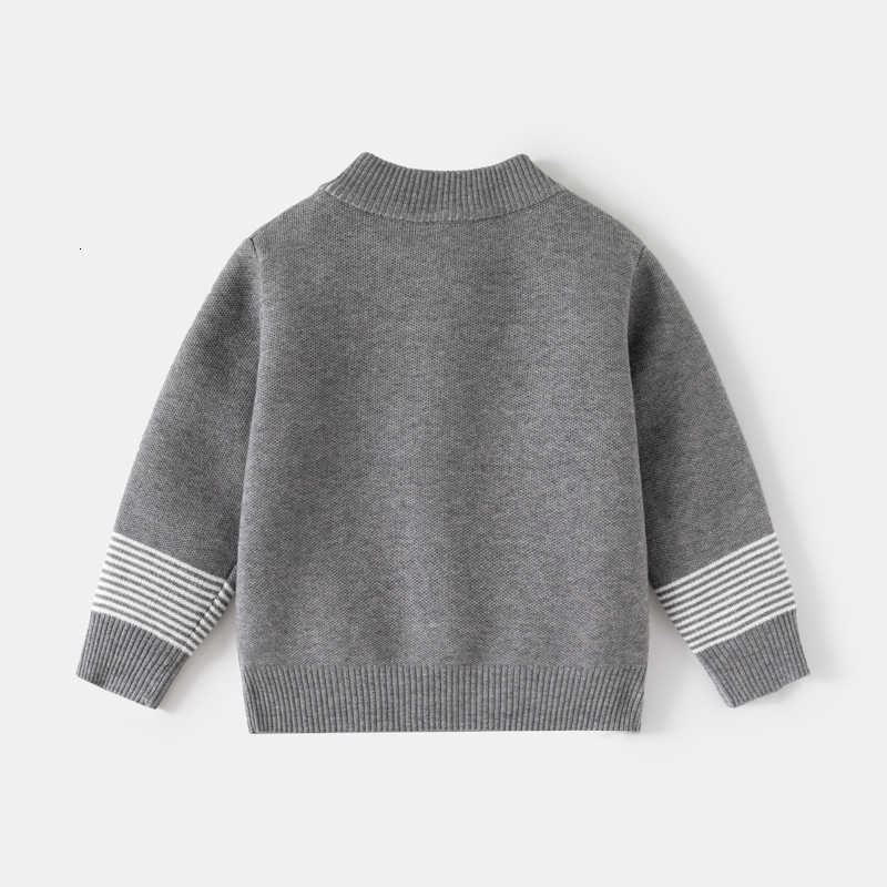 Cardigan Cardigan Children's clothing for boys: fine striped knitted zip-up sweater for small and medium-sized children, sesame bottom Andy velve