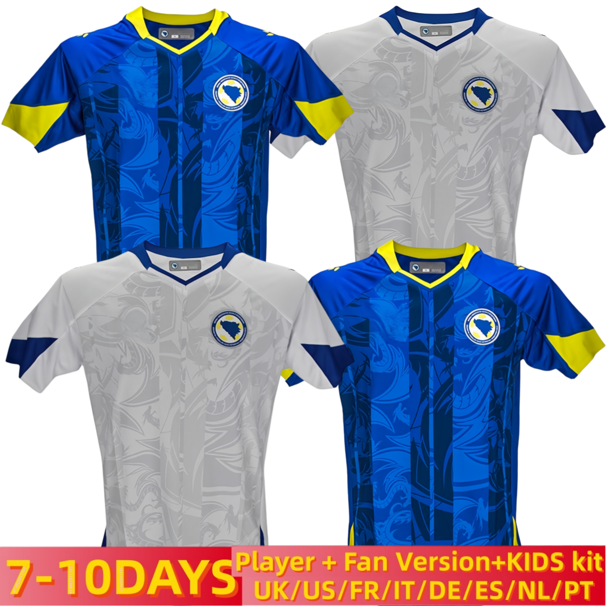 2026 Bosnia-Herzegovina World Cup Jerseys Bosnia and Herzegovina Dzeko Soccer Jerseys 26 27 Home Away Men kids Players Fans Football Jersey Shirts S-4XL
