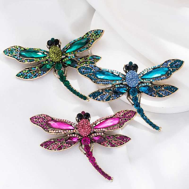 Women Men Luxury Full Crystal Dragonfly Brooches Big Rhinestone Trendy Badges Insect Vintage Jewelry Suit Clothing Pins Z260401