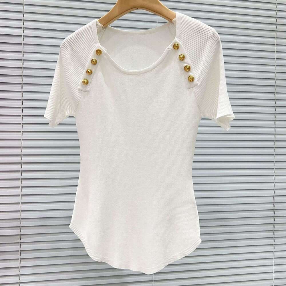k30 2026 summer new designer fashionable multifunctional slim fit curved hem knitted short sleeved top