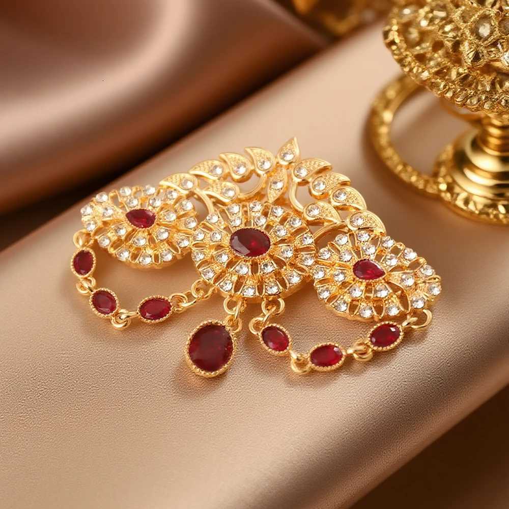 Gold plated moroccan vintage brooch for women arabic middle east bridal brooch pin caftan jewelry Z260401
