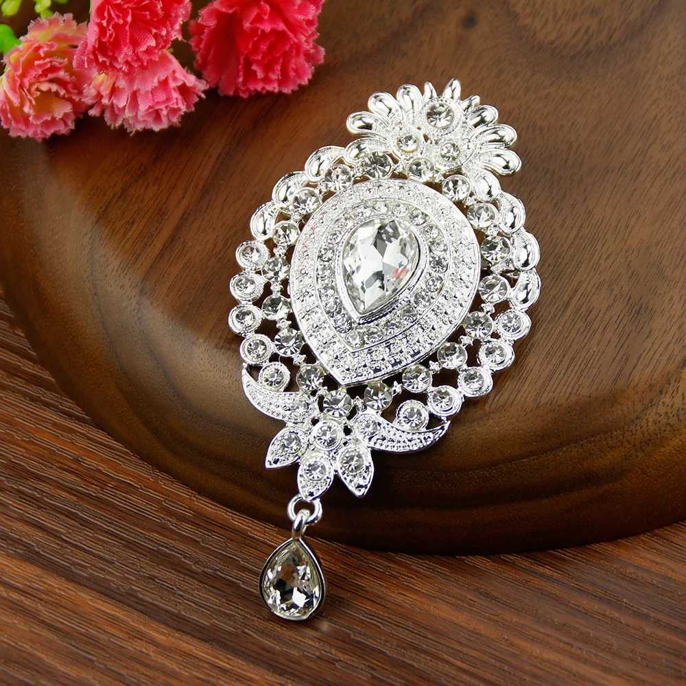 Sunspicems Gold Silver Color Morocco Crystal Brooch Pins For Women Algeria Caftan Jewelry Arabian Flower Brooches Wedding Bijoux Z260401