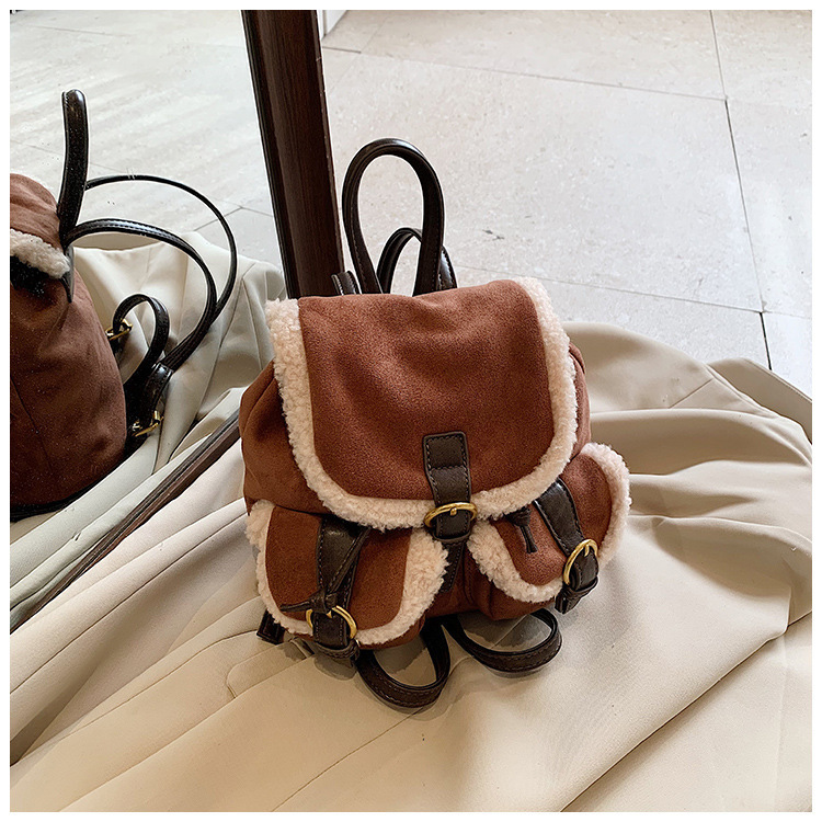 Fashion Suede Shoulders Bag Womens Winter Versatile Backpack Exquisite and Fashionable Mini Rucksack Female 251225