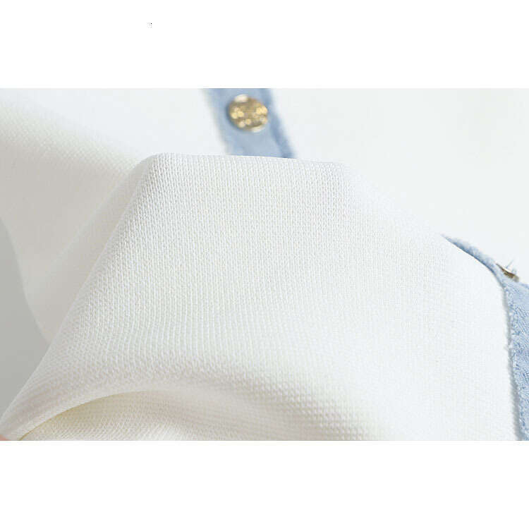 Summer new small fragrant k30 round neck color blocked tassel denim border sleeveless pleated skirt vest