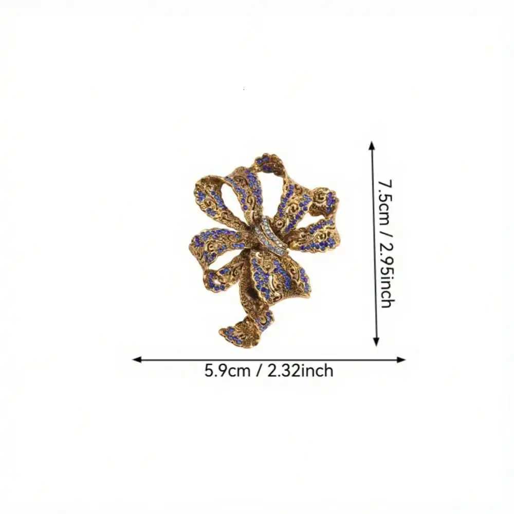 Vintage Bow Brooch for Women Elegant Enamel Pin with Crystal Rhinestones Royal Style Jewelry Gift for Coat Dress Decoration Z260401