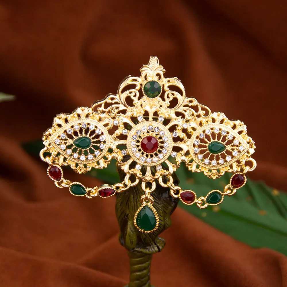 Sunspicems Colorful Crystal Brooch Pendant For Women Gold Color Algeria Morocco Wedding Jewelry Caftan Brooch Pin Bridal Gift Z260401