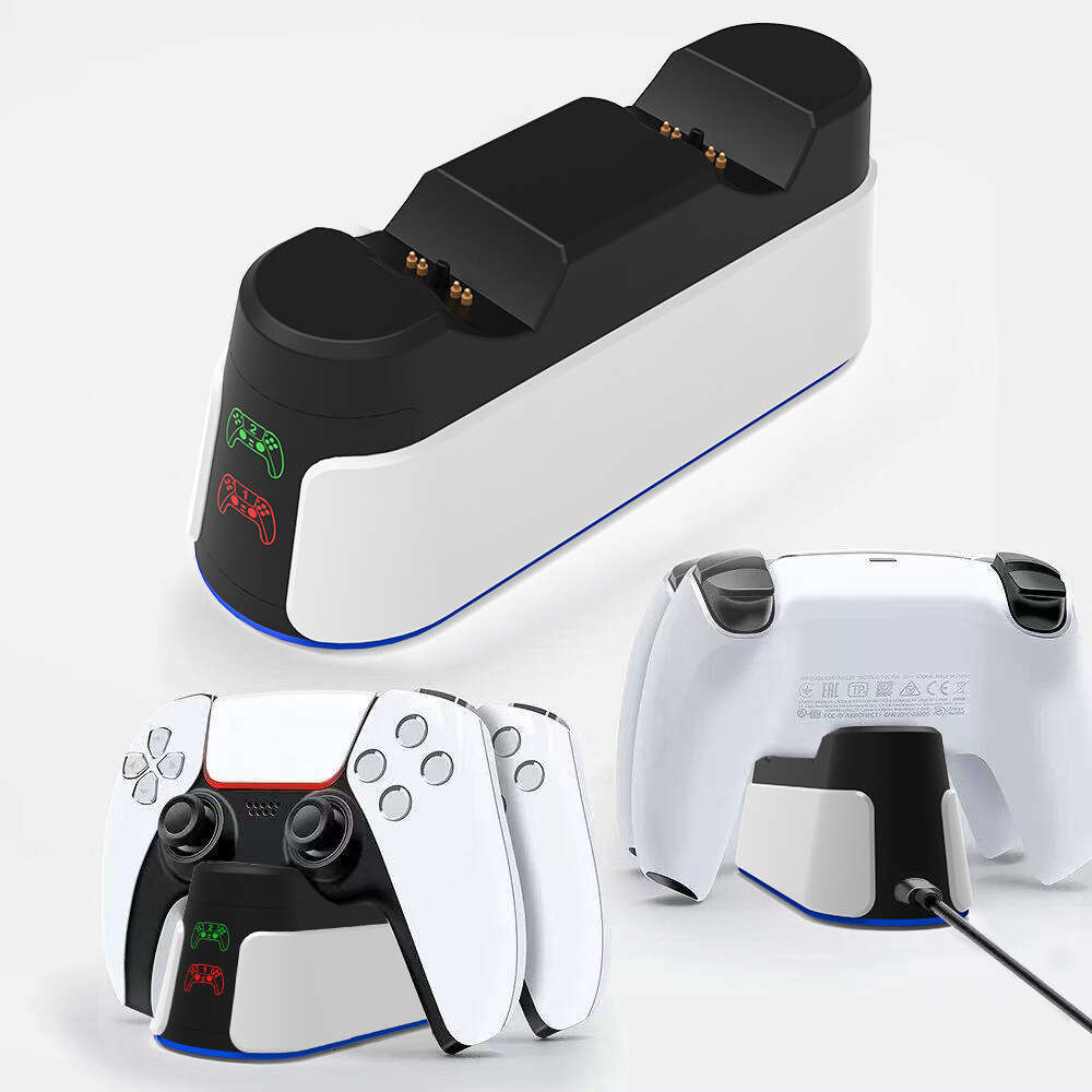 New PS5 Dual Controller Fast Charging Dock with RGB Ambient Light, DualSense Charger, Overcharge Protection, Plug and Play Game Accessories CKS
