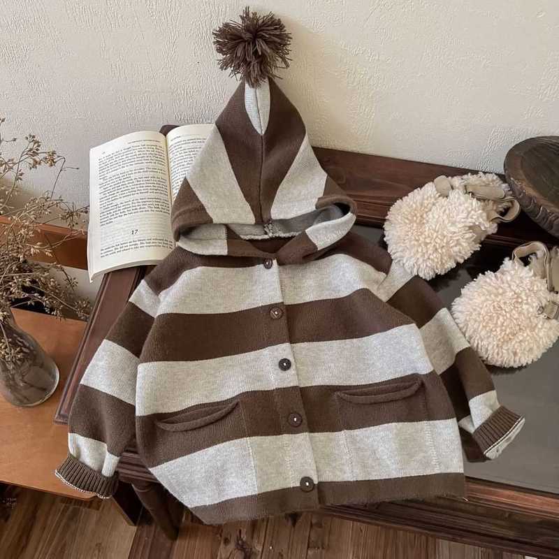 Pullover Pullover Nordic style children's clothing children's striped elf hat sweater cardigan for boys and girls baby versatile jacket