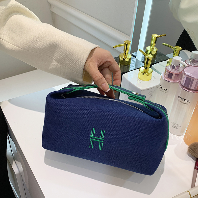 New fashion Style Makeup Internet Celebrity Handheld Canvas Large Capacity Cosmetic Storage Bag, Travel Toiletry Bag