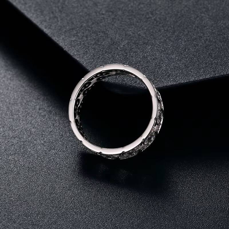 Evening Party Hip Hop Jewelry Ring Pave Setting 5A Moissanite White Gold 925 Sterling Silver Men Ring for Gift