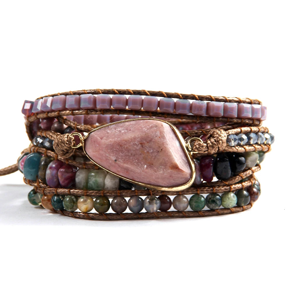 Fashion Bohemian Jewelry Triangle Natural Stones Charm Designer 5 Strands Mix Handmade Wrap Bracelets Festival Gift 260318BJ - view 6