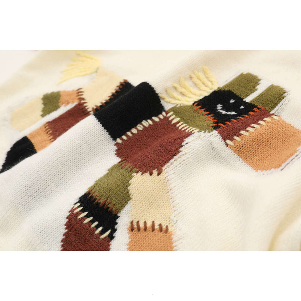 Designer French retro color blocked round neck short sleeved k30 knitted top for women's high-end jacquard splicing T-shirt