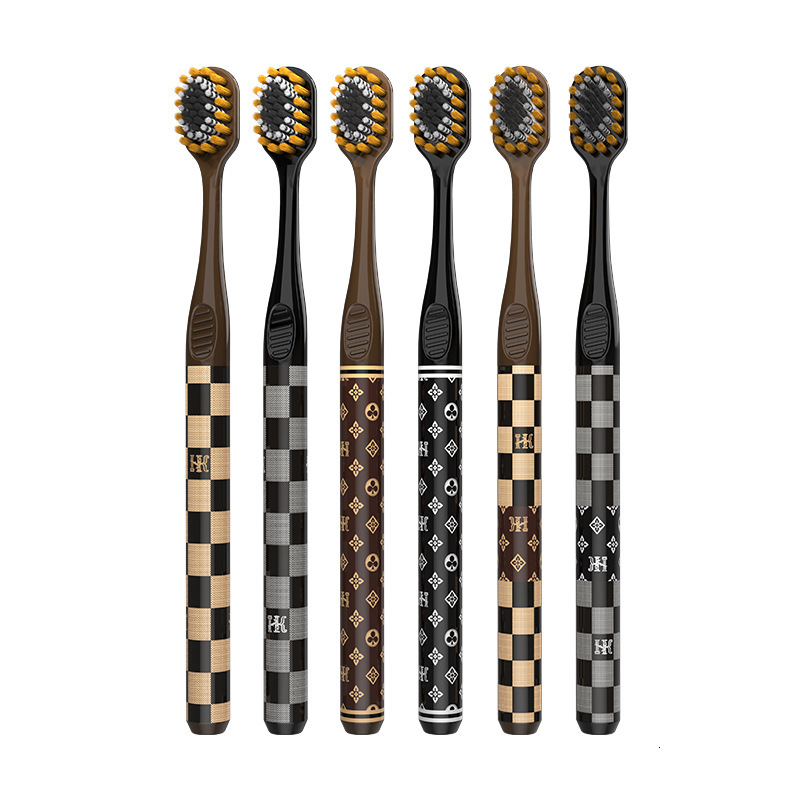 Toothbrushes 6 Piece Gift Box Set Light Luxury Mountain Shaped Soft Bristle Surface Comfortable Teeth Cleaning Suitable For Adults And Couples Checker