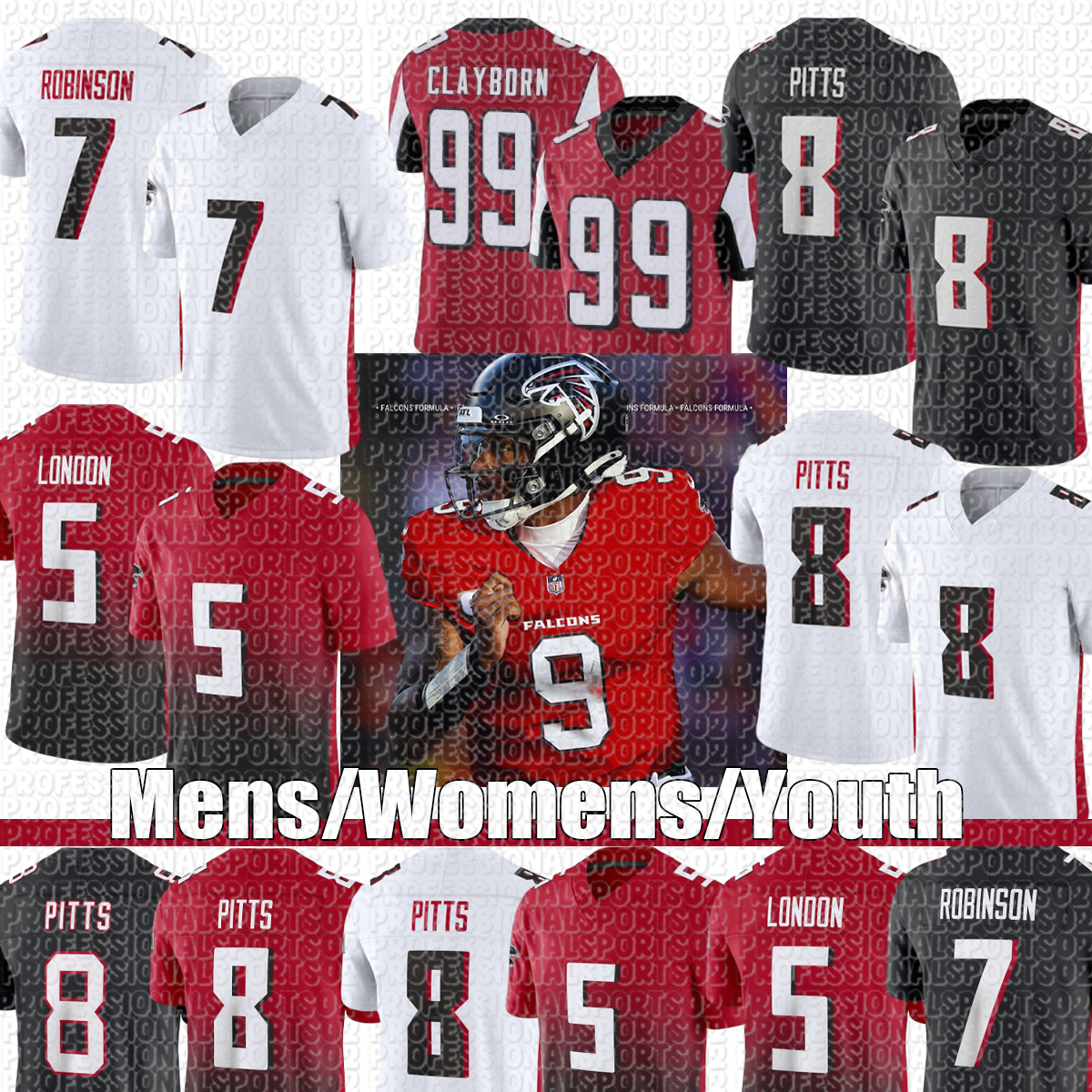 2026 Atlantacity Falcon jersey #7 Robinson #18 Cousins #5 London #8 Pitts atlantacity falconss jersey #9 Penix Jr #6 Koo #3 Bates III #95 Garrett #7 Vick #2 Ryan Football Jersey