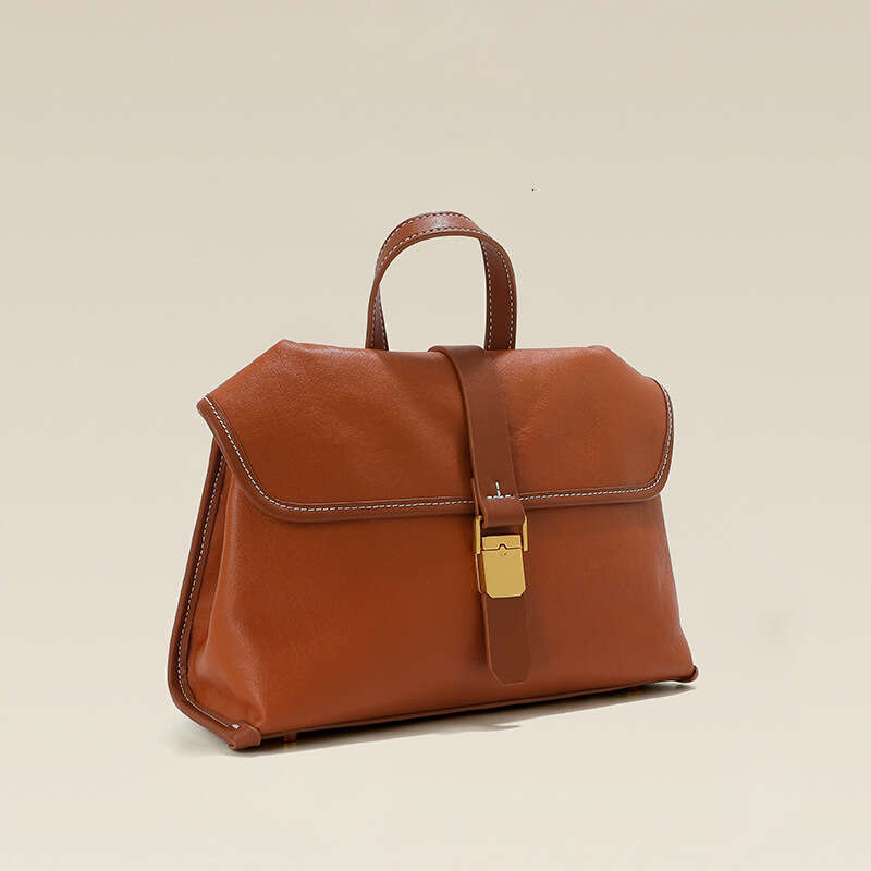 Women's Top Layer Cowhide Messenger Bag, Niche Genuine Leather Large Capacity Shoulder Crossbody Bag, Casual Commute Handbag SENYY