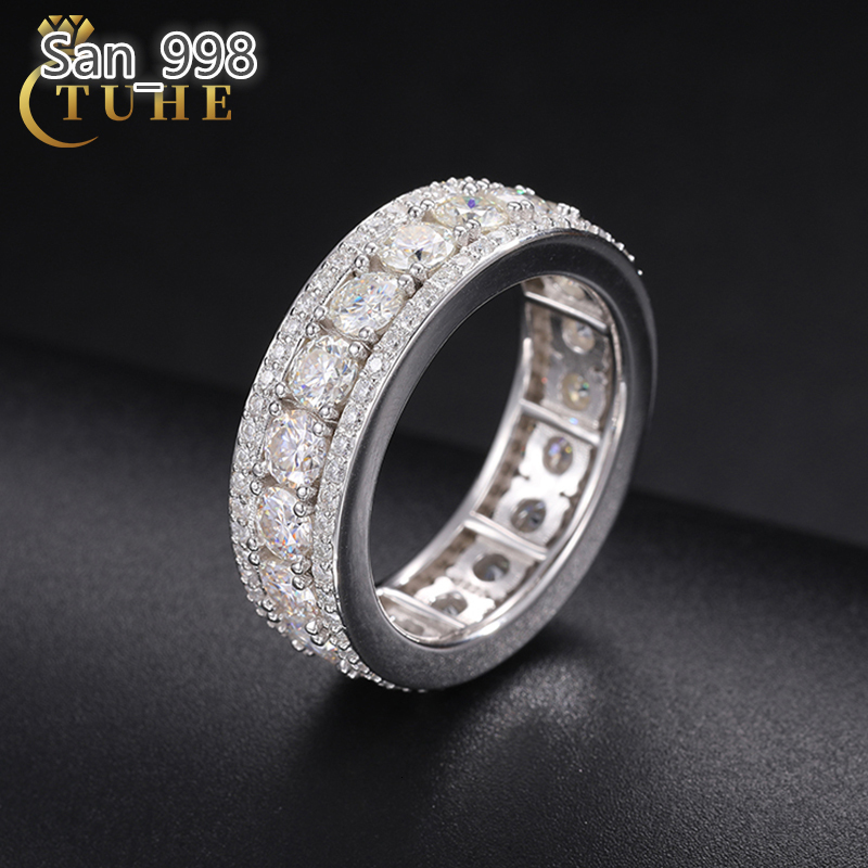 D Color Vvs1 Moissanite Diamond Eternity Ring 925 Silver Round Cut Round Moissanite Gemstone Engagement Wedding Ring