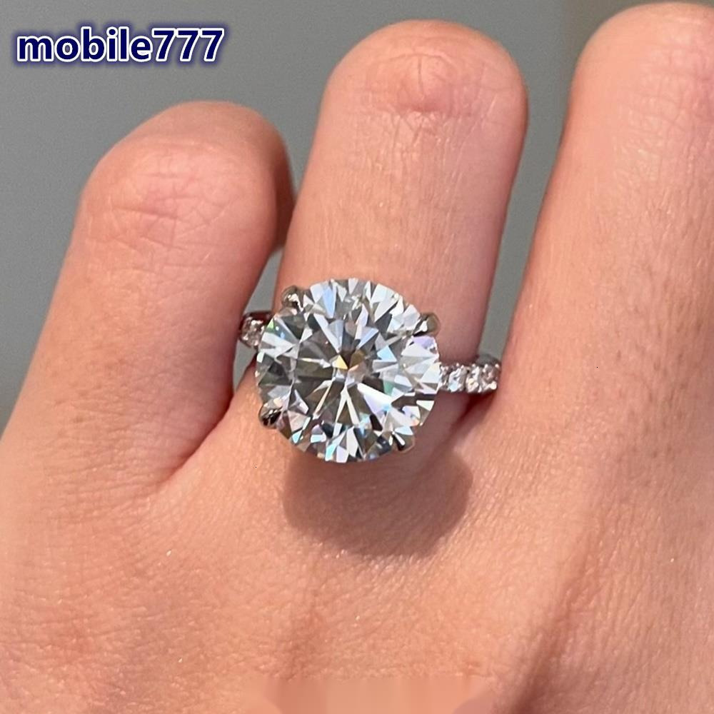 Luxurious 4 CT Round Diamond Ring 14K Solid White Gold 4 Prongs Moissanite Wedding Engagement Rings Jewelry Women