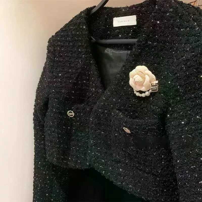 1pcs Small Fragrant Elegant Rose Flower Black Bow Tie Brooch Ribbon Accessories Z260401