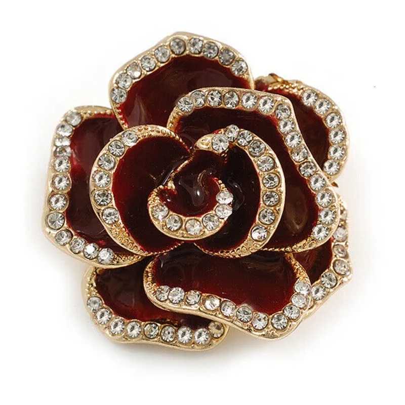 Exquisite Camellia Brooch Korean Elegant Rhinestones Flower Corsage Accessories for Women Z260401