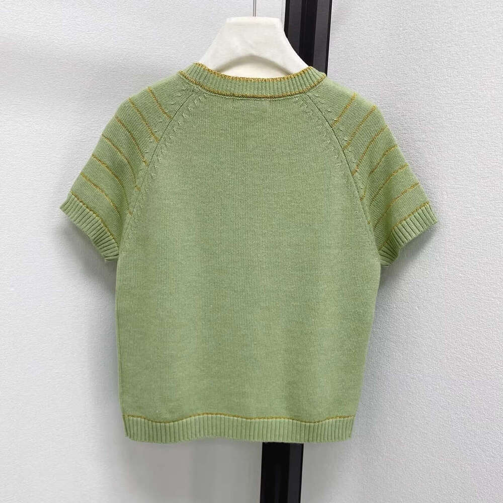 2026 Spring and Summer New Designer High end Round k30 Neck Color Cartoon Embroidery Fashion Short sleeved Knitted Shirt