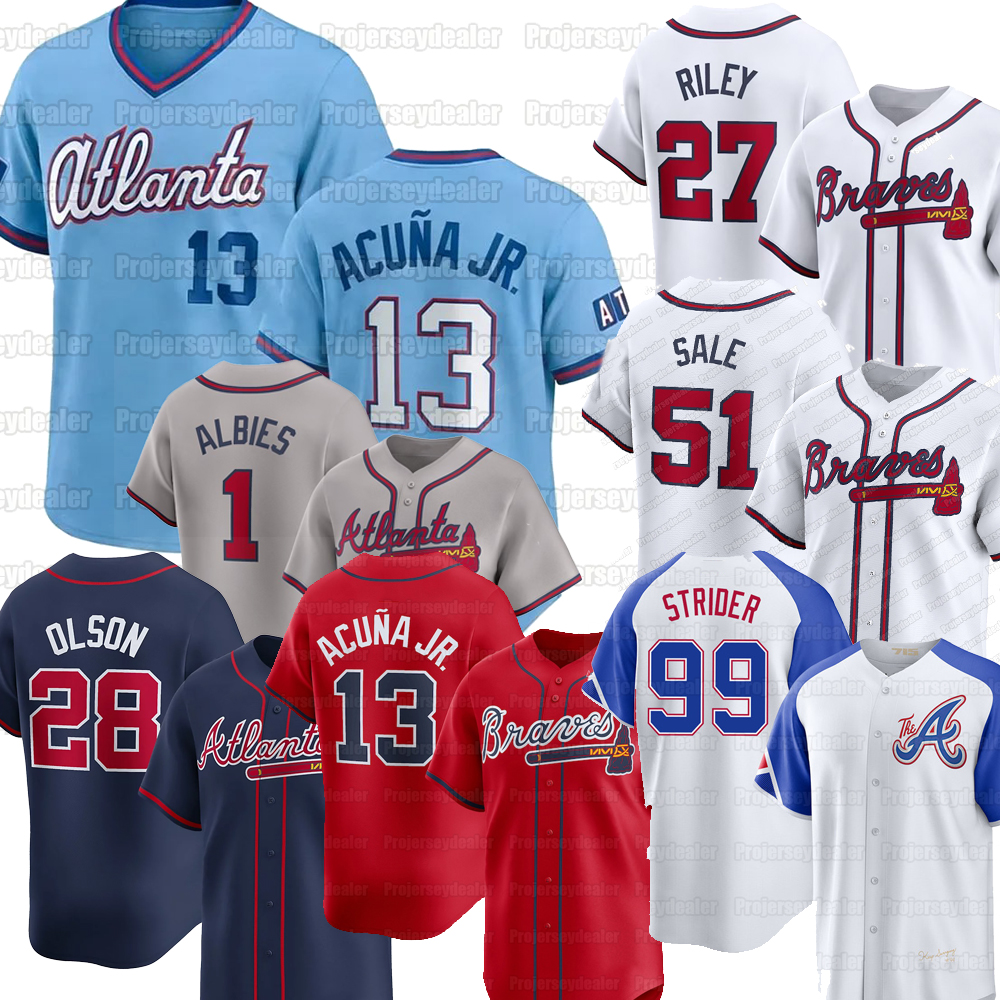 13 Ronald Acuna Jr. Braves 2026 City Connect Jerseys Michael Harris II Mike Yastrzemski Spencer Strider Austin Riley Chris Sale Albies Matt Olson Murphy Atlantas