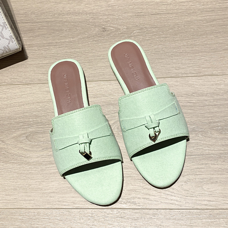 Hot Free shipping designer slippers for womens flat sandals black beige pink blue green Fashionable versatile Soft outsole outdoor casual flat slipper