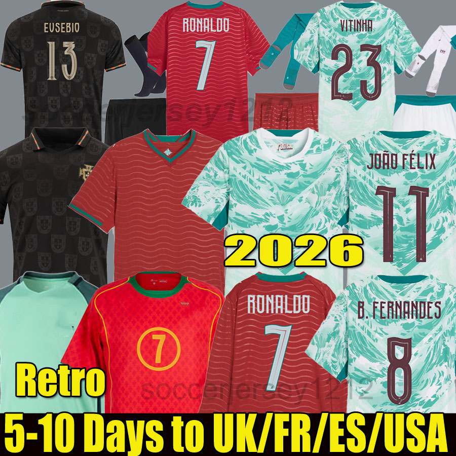 2026 soccer jersey Portuguese FERNANDES DIOGO Portuguesa 2027 Joao Felix 26 27 Football shirt Portugieser Kids Portogallo PorTUgals EUSEBIO VITINHA Retro 2004 16