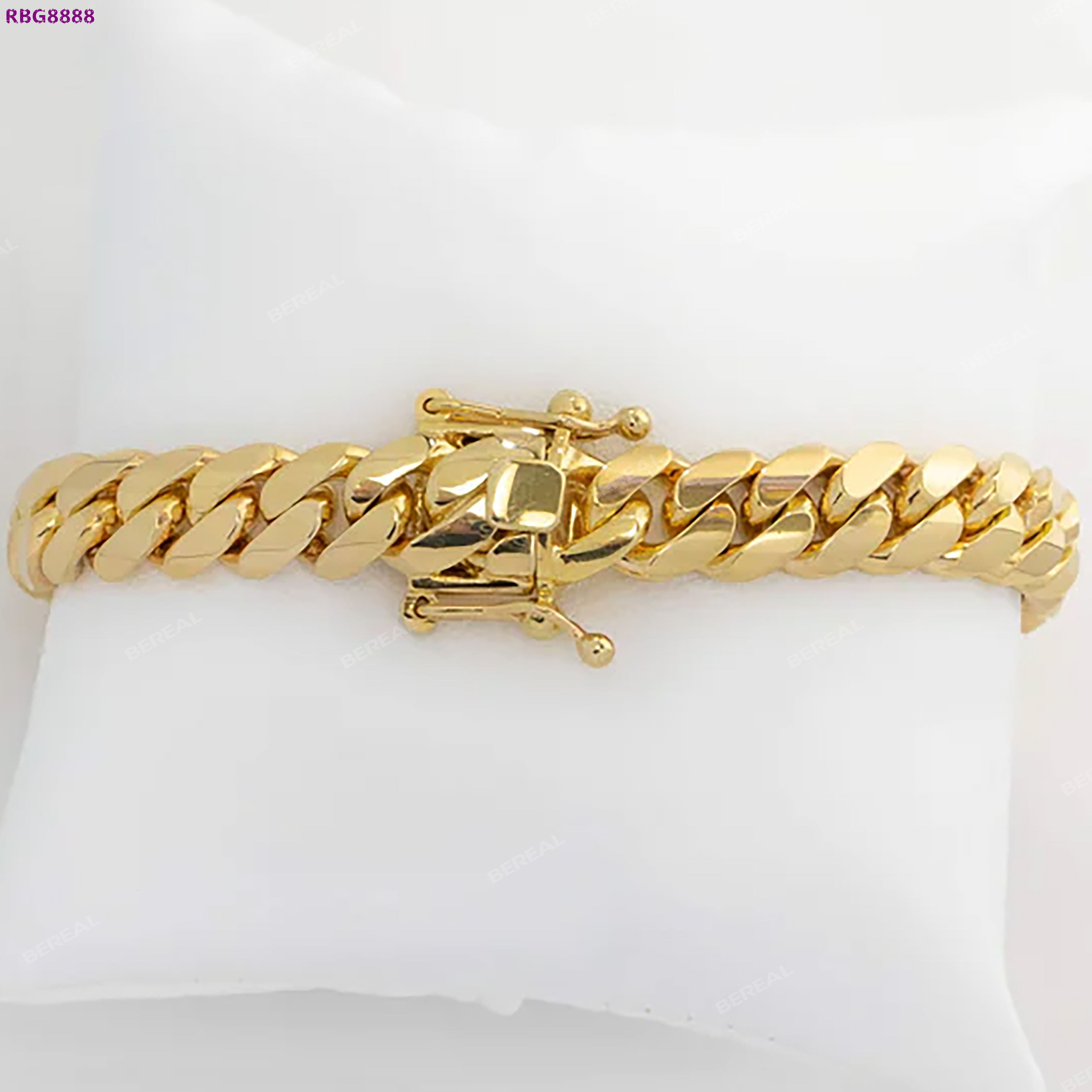 Bold Custom Hip Hop 10K Solid Gold Cuban Chain Bracelet Glittering Iced Out Moissanite Diamonds