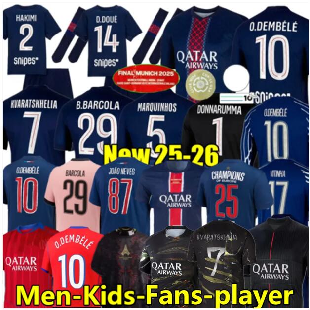Player Fans version25-26 P s g Doue Soccer Jerseys football men and kids shirt