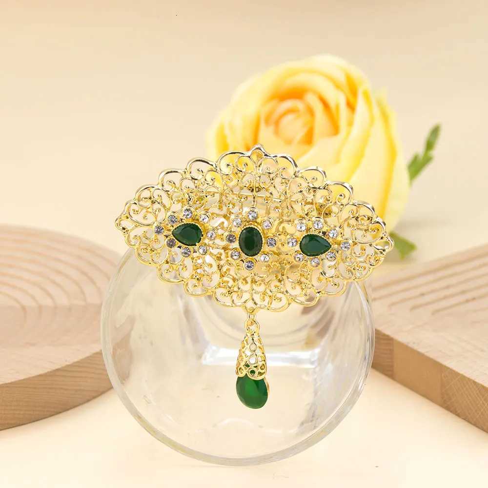Fashion Women Brooch Arabic Morocco Jewelry Hijab Lapel Pins Gold Color Crystal Bridal Bijoux Z260401