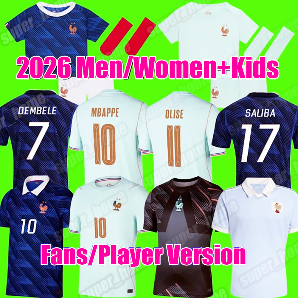 french World Cup 2026 soccer jersey 26 27 France Maillots MBAPPE THAUVIN BARCOLA OLISE EKITIKE KANTE DEMBELE de football shirt equipement de foot Men kids kit enfants