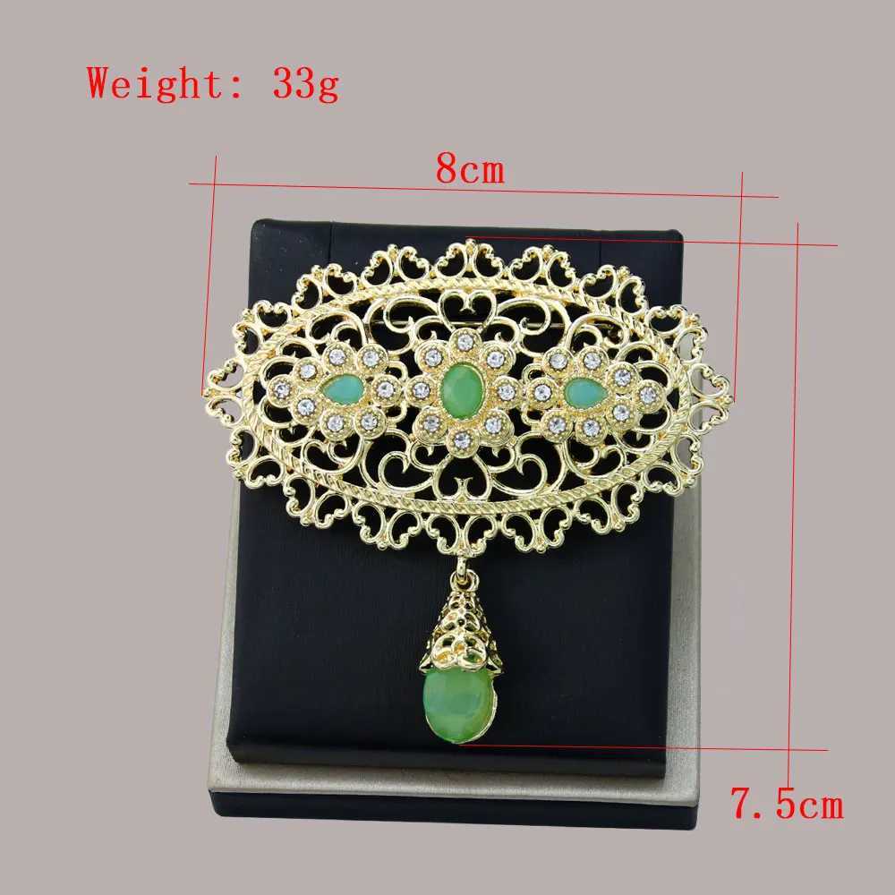 Gold Color Flower Morocco Brooch Arabic Women Lapel Pins Caftan Brooch Bride Wedding Jewelry Crystal Arabesque Bijoux Z260401