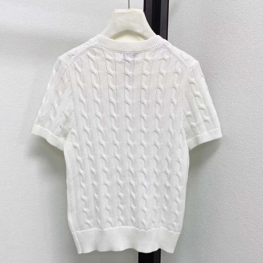 Designer Xiaoma Embroidered Knitted Round Neck Sweater 2026 Spring and Summer New Casual Simple k30 Women's Short sleeved Top